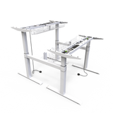 FLAIR DUO 2.1C White c/w VF Soft Edge Ergo Desk Tops - Height Adjustable Double Benchystem