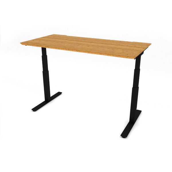 AGILE 1.2 Black c/w Bamboo Rectangle Desk Top - Sit-Stand adjustable Desk