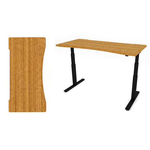 AGILE 1.2 Black c/w Bamboo Ergo Desk Top - Sit-Stand Adjustable Desk