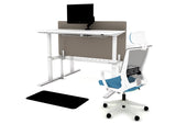 FLAIR DUO 2.1C White c/w MFC Desk Tops - Height Adjustable Double Bench