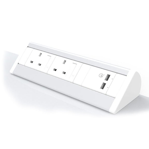 Desk Clamped Dual Socket Power Module with Dual USB Integration