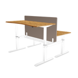 FLAIR DUO 2.1C White c/w Bamboo Desk Tops - Height Adjustable Double Bench