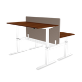 FLAIR DUO 2.1C White c/w MFC Desk Tops - Height Adjustable Double Bench