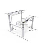 FLAIR DUO 2.1C White c/w MFC Desk Tops - Height Adjustable Double Bench
