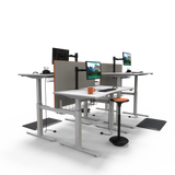 FLAIR DUO 2.1C White c/w VF Soft Edge Ergo Desk Tops - Height Adjustable Double Benchystem