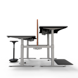 FLAIR DUO 2.1C White c/w VF Soft Edge Ergo Desk Tops - Height Adjustable Double Benchystem