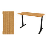 AGILE 1.2 Black c/w Bamboo Rectangle Desk Top - Sit-Stand adjustable Desk
